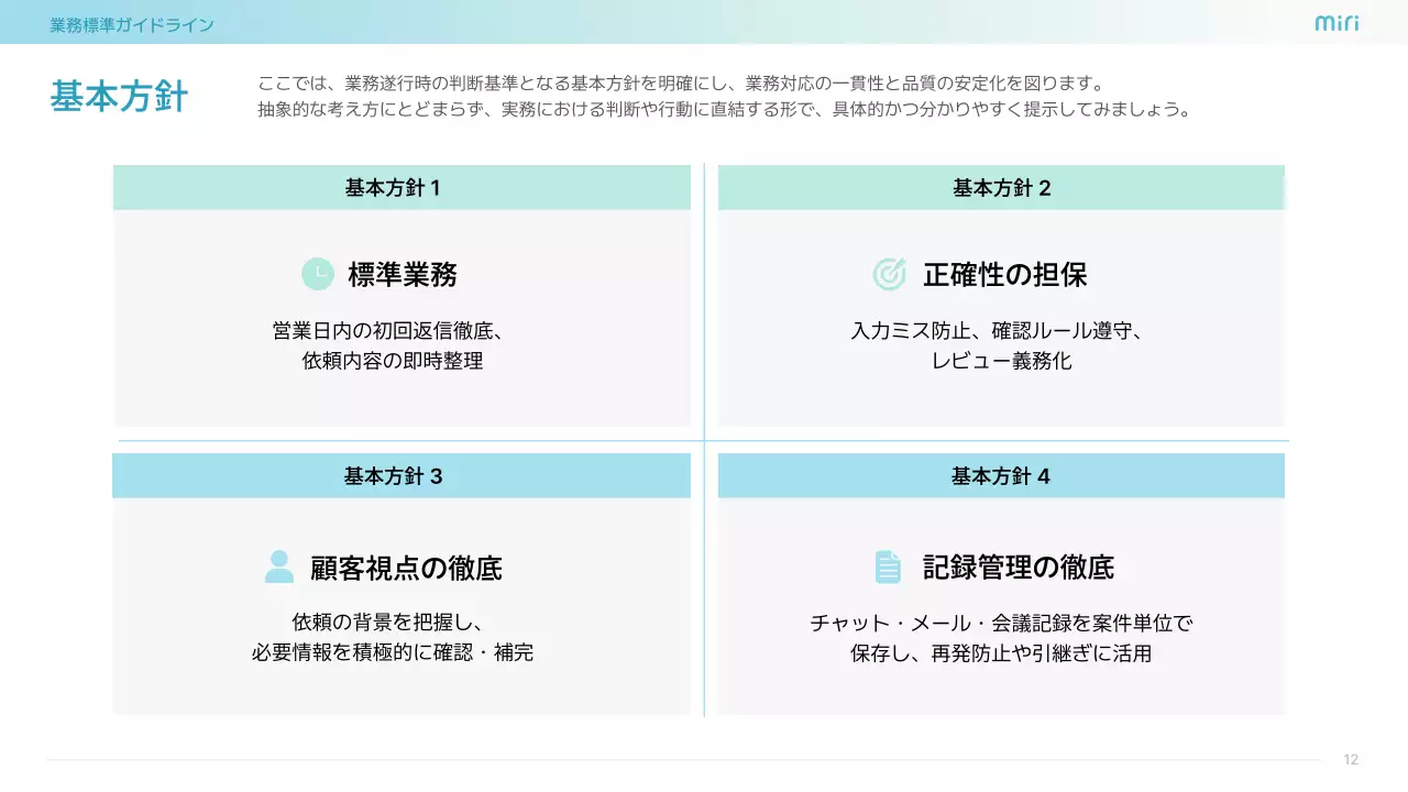 水色 シンプル ビジネス ガイドライン  プレゼンテーション