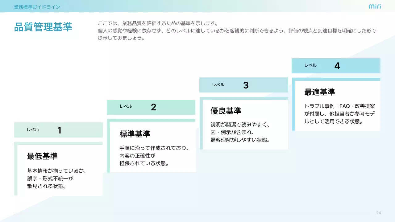 水色 シンプル ビジネス ガイドライン  プレゼンテーション