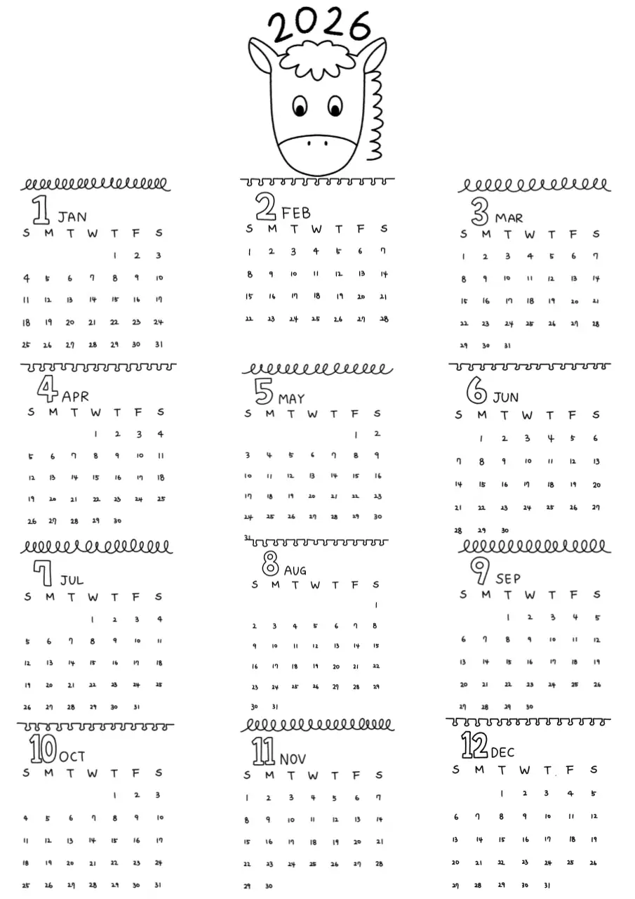 흑백 라인 심플한 달력