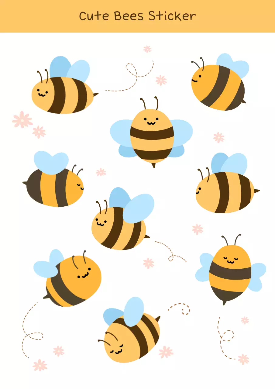 Yellow Cute Bees Illustration