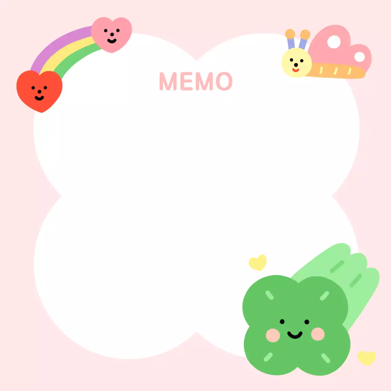 핑크 아기자기한 메모지 문구