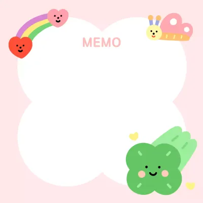 핑크 아기자기한 메모지 문구