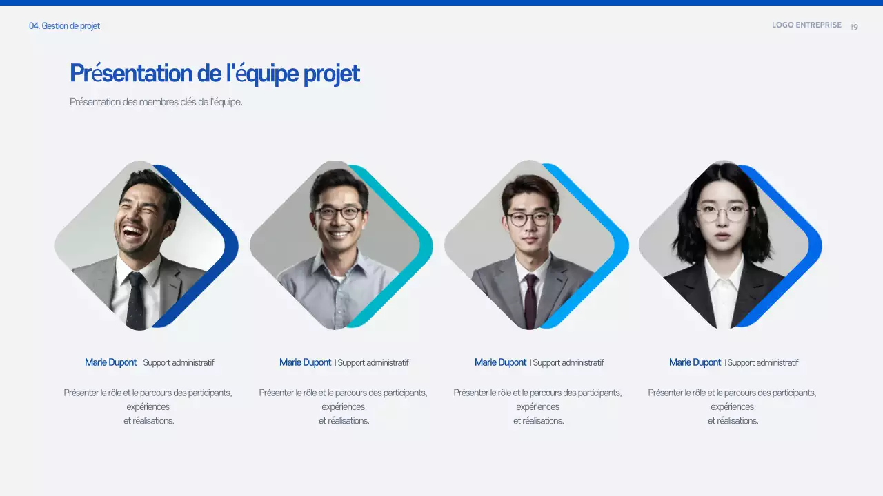 Document de planification de la proposition Blue Modern