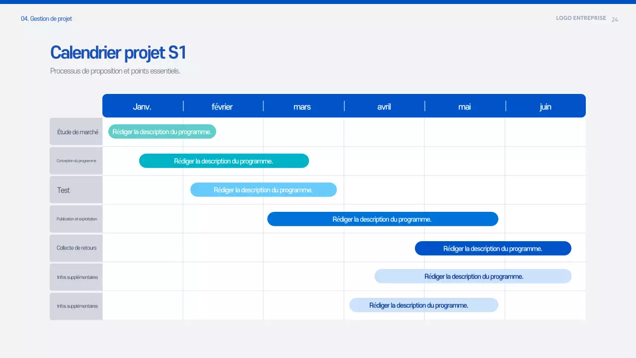 Document de planification de la proposition Blue Modern