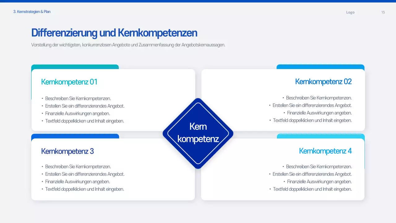 Blaues modernes Angebotsplanungsdokument