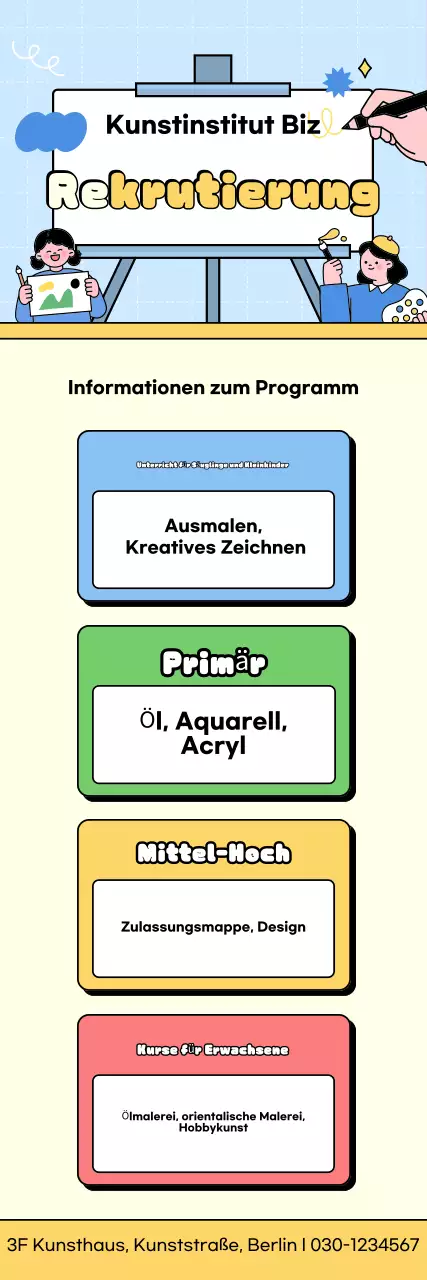 Rekrutierung der Sky Blue Cute Art Academy