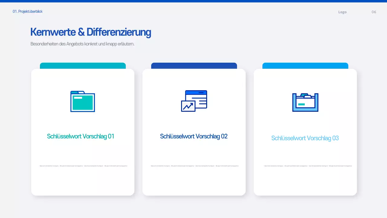 Blaues modernes Angebotsplanungsdokument
