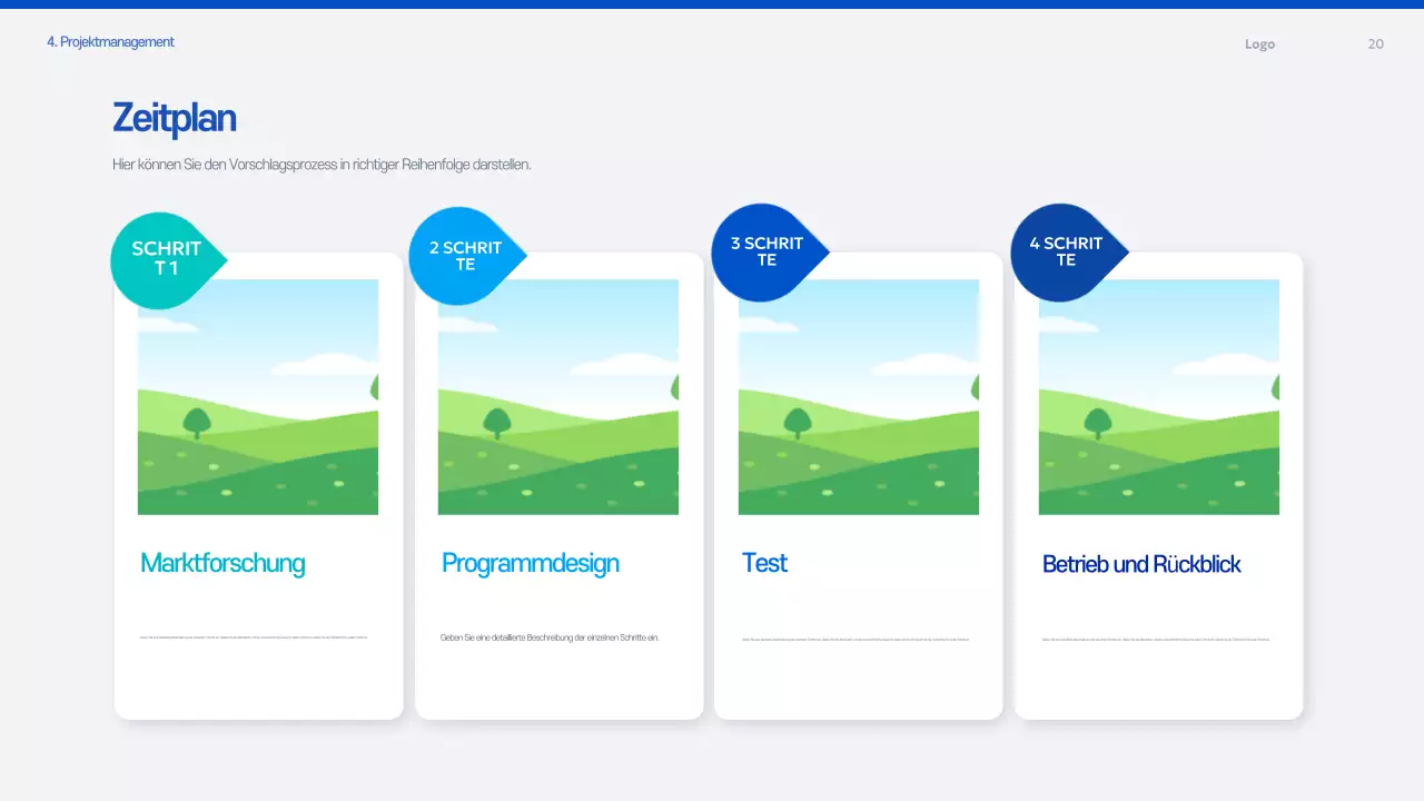 Blaues modernes Angebotsplanungsdokument