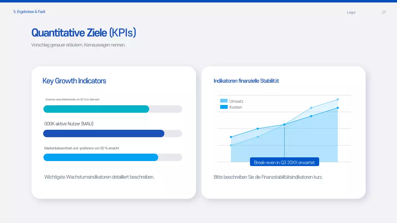 Blaues modernes Angebotsplanungsdokument