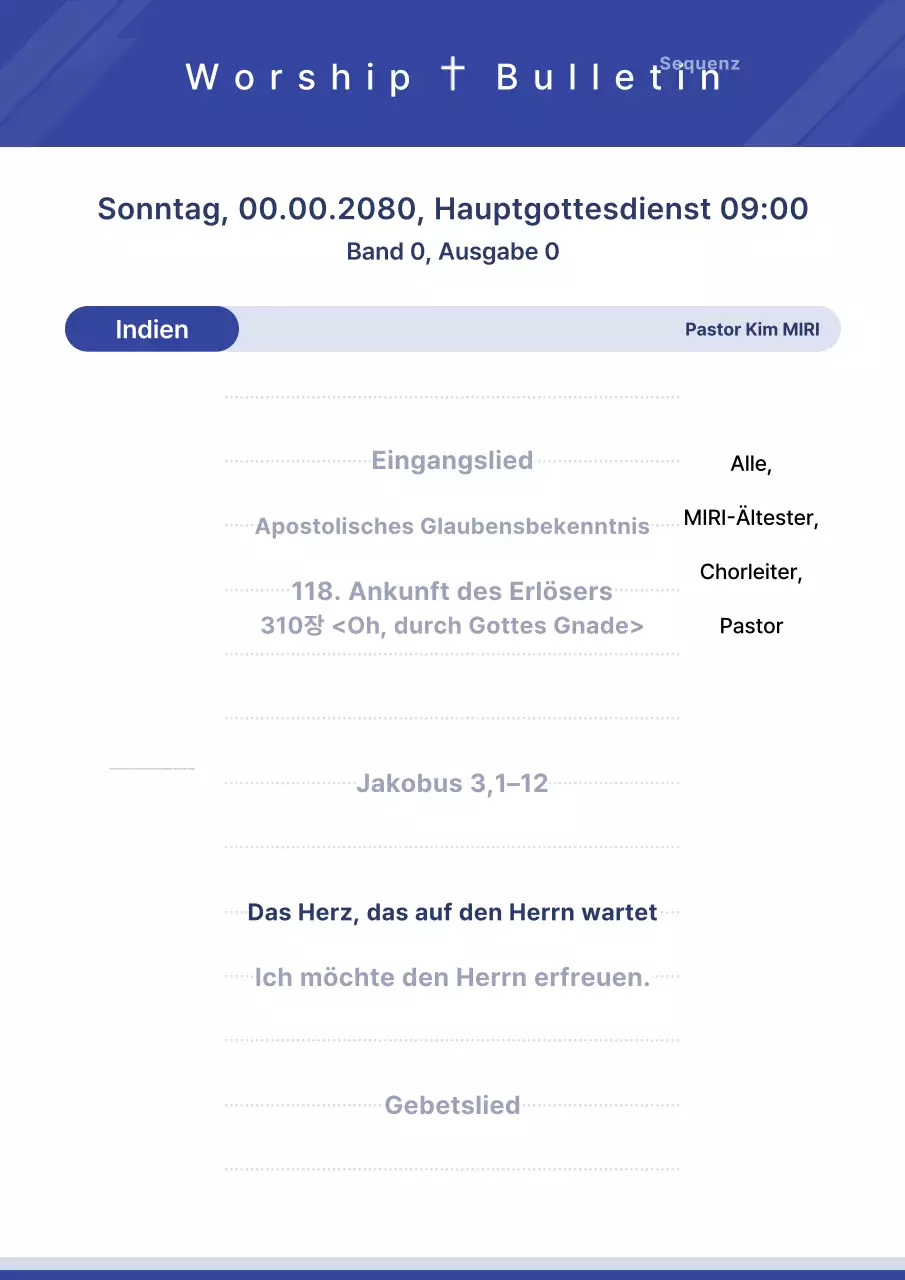Blauer Leitfaden für den Gottesdienst