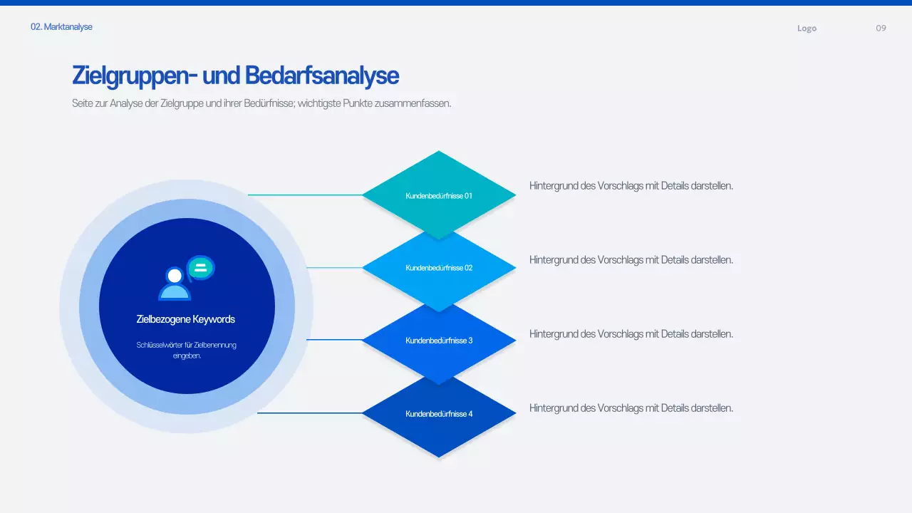 Blaues modernes Angebotsplanungsdokument