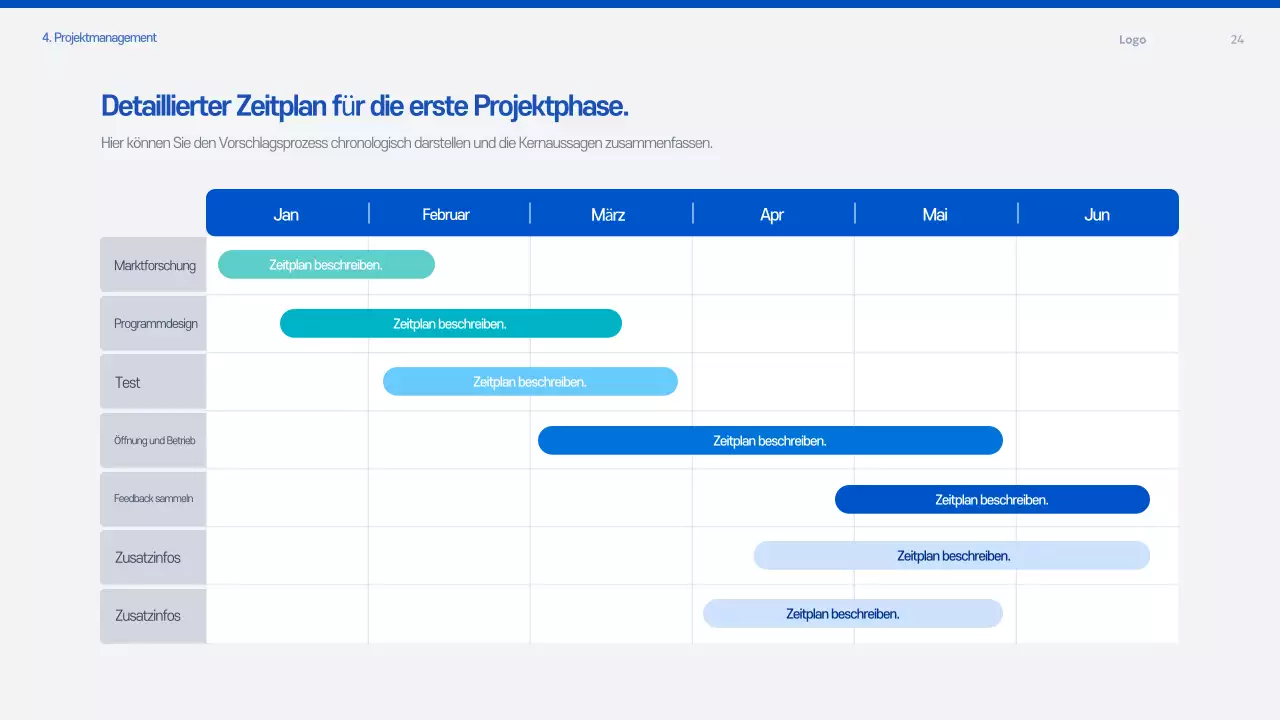 Blaues modernes Angebotsplanungsdokument