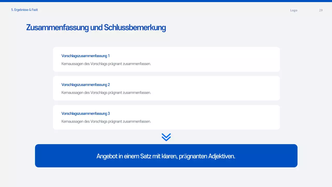 Blaues modernes Angebotsplanungsdokument