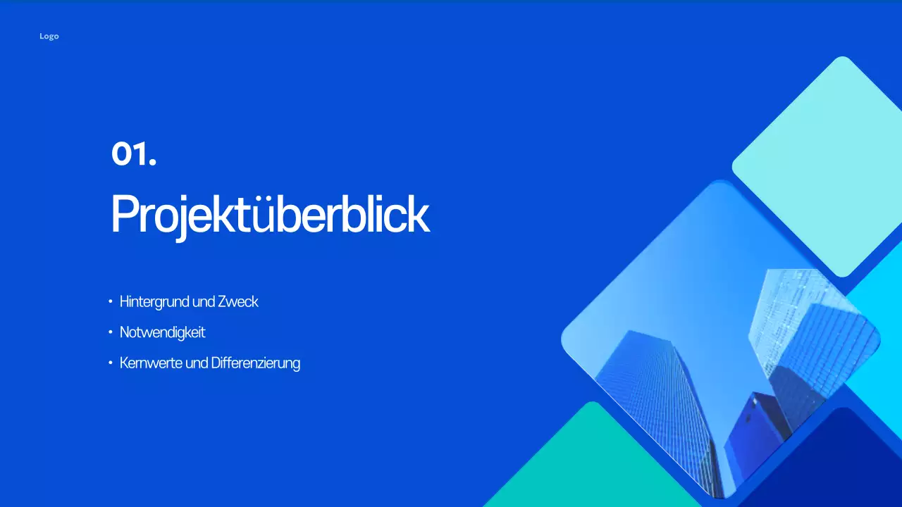 Blaues modernes Angebotsplanungsdokument