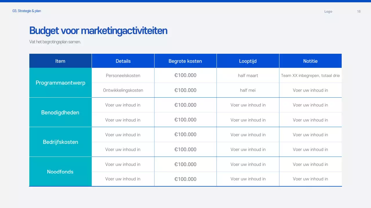Blauw Modern Voorstel Planningsdocument