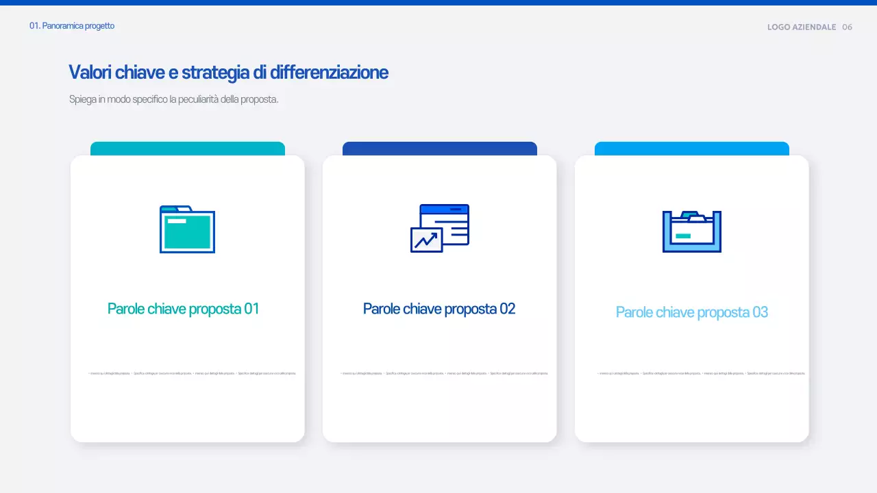 Documento di pianificazione della proposta moderna blu