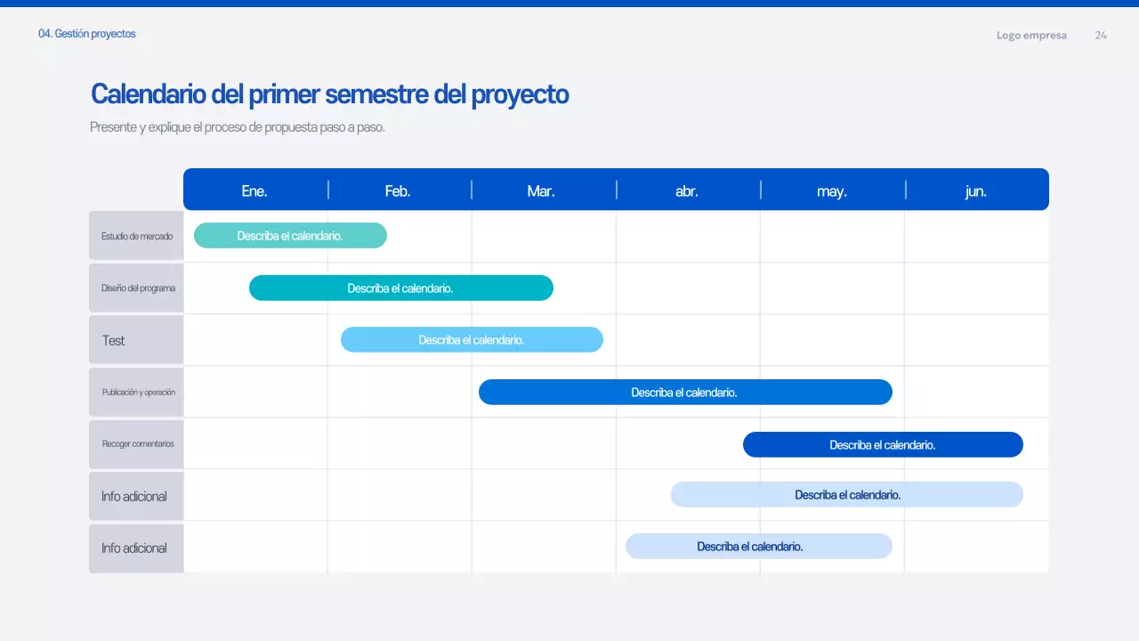 Documento de planificación de la propuesta moderna azul