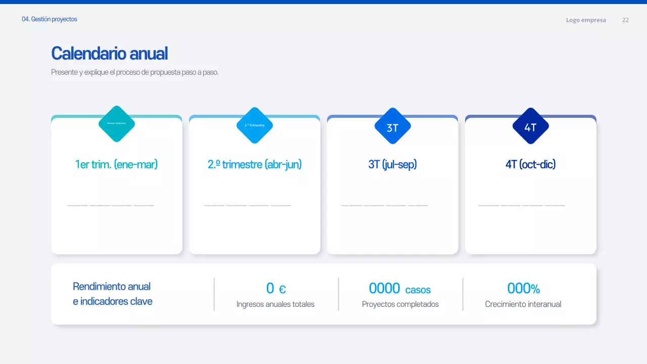 Documento de planificación de la propuesta moderna azul