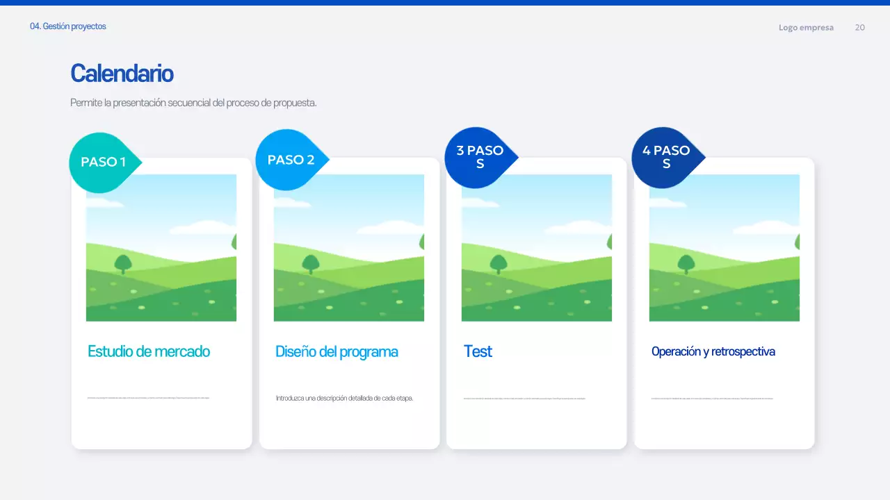 Documento de planificación de la propuesta moderna azul