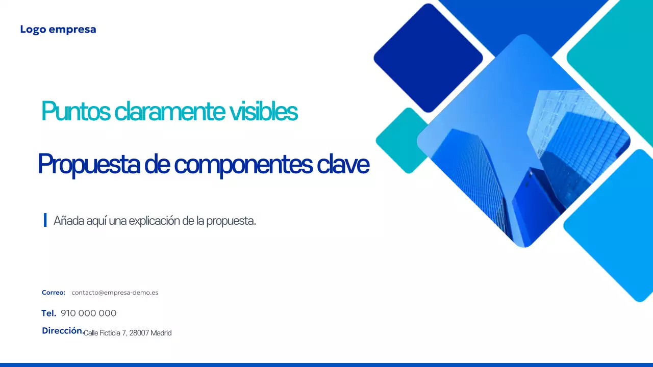 Documento de planificación de la propuesta moderna azul