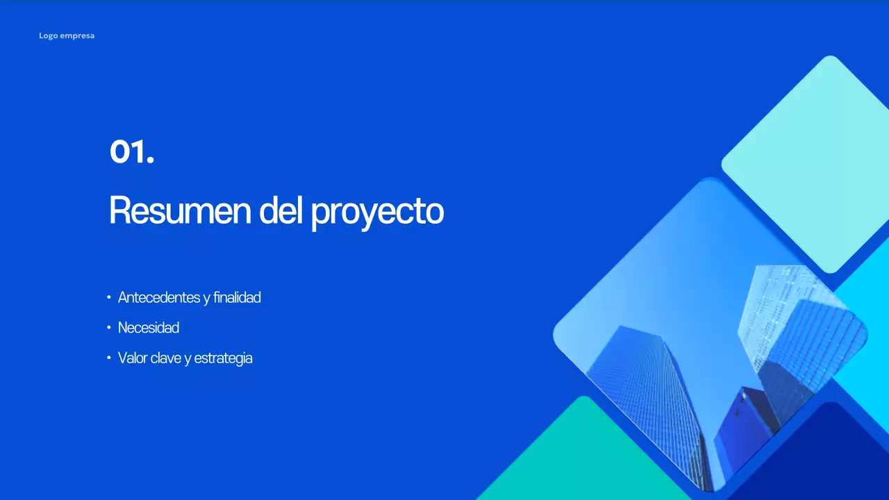 Documento de planificación de la propuesta moderna azul