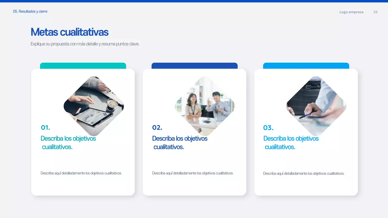 Documento de planificación de la propuesta moderna azul