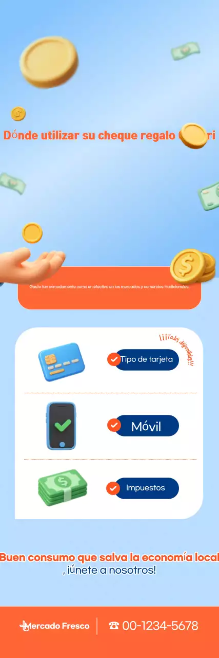 Promoción de mercado tradicional limpia y azul celeste