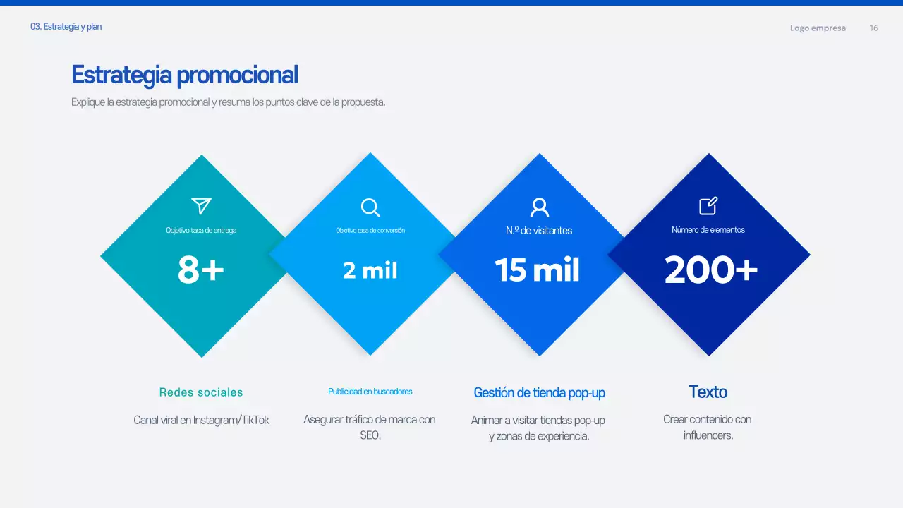 Documento de planificación de la propuesta moderna azul