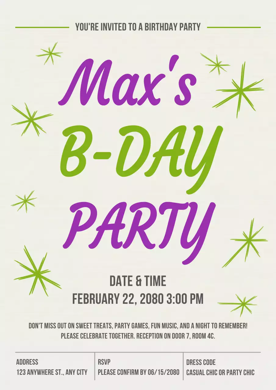 Green Retro Birthday Invitation Poster