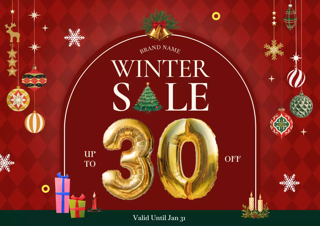 red festive winter sale promotion