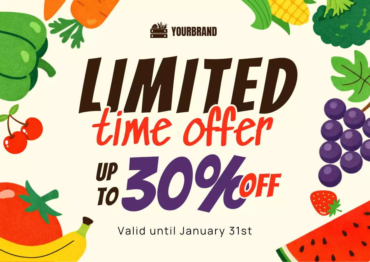 colorful retro grocery sale promotion