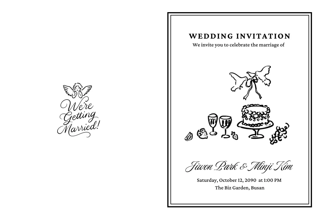 흑백 클래식 결혼 초대장