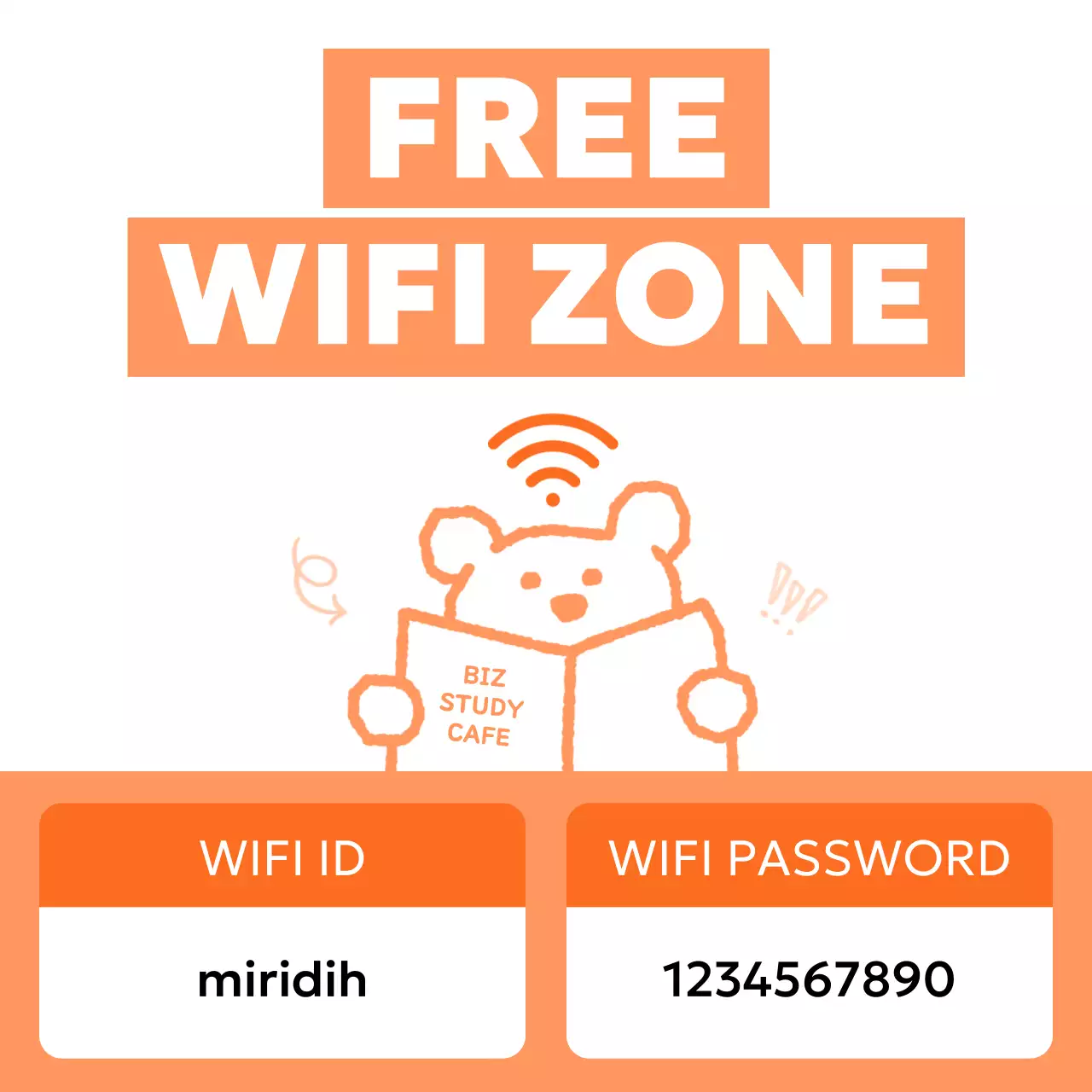 주황 심플 카페 안내