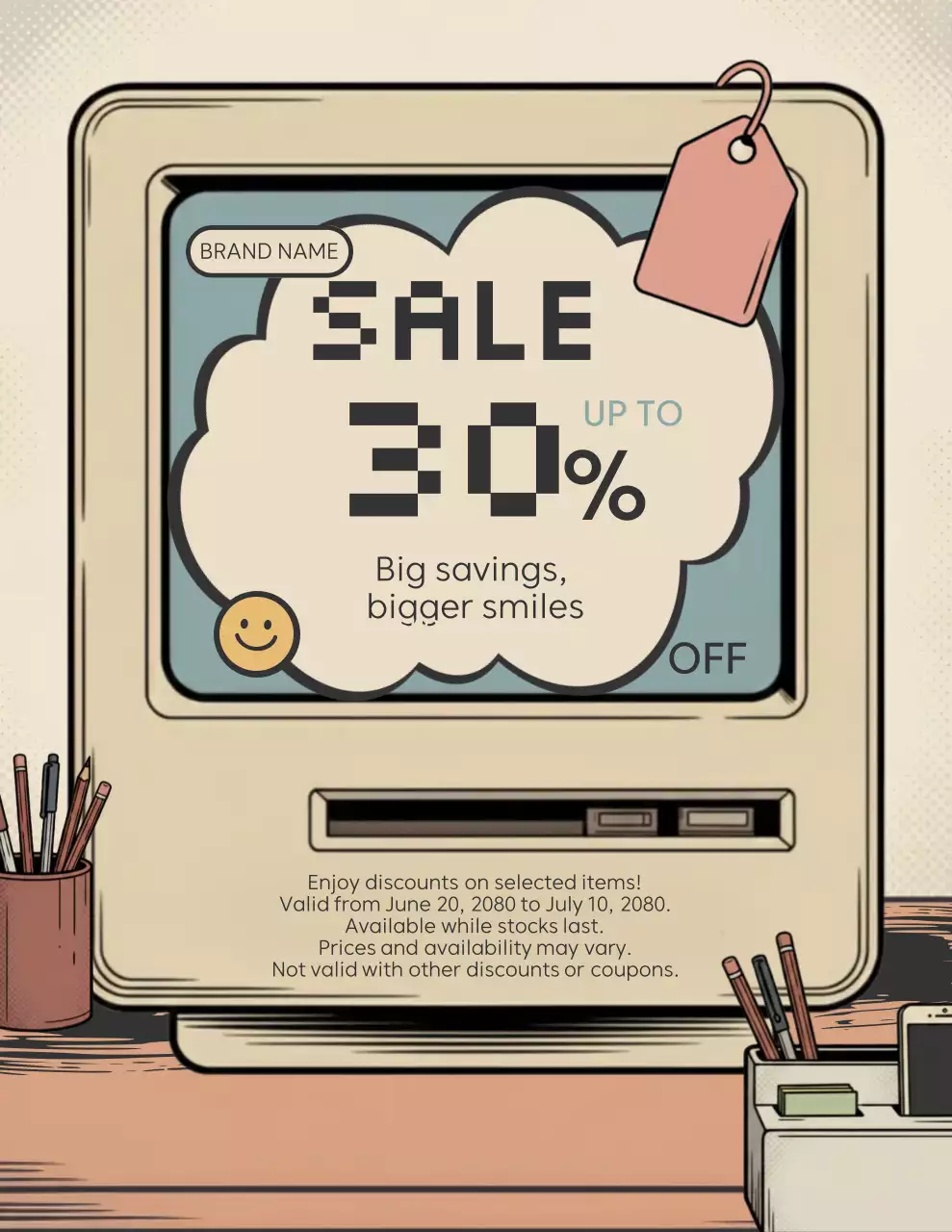 Beige Retro Sale Promotion Poster