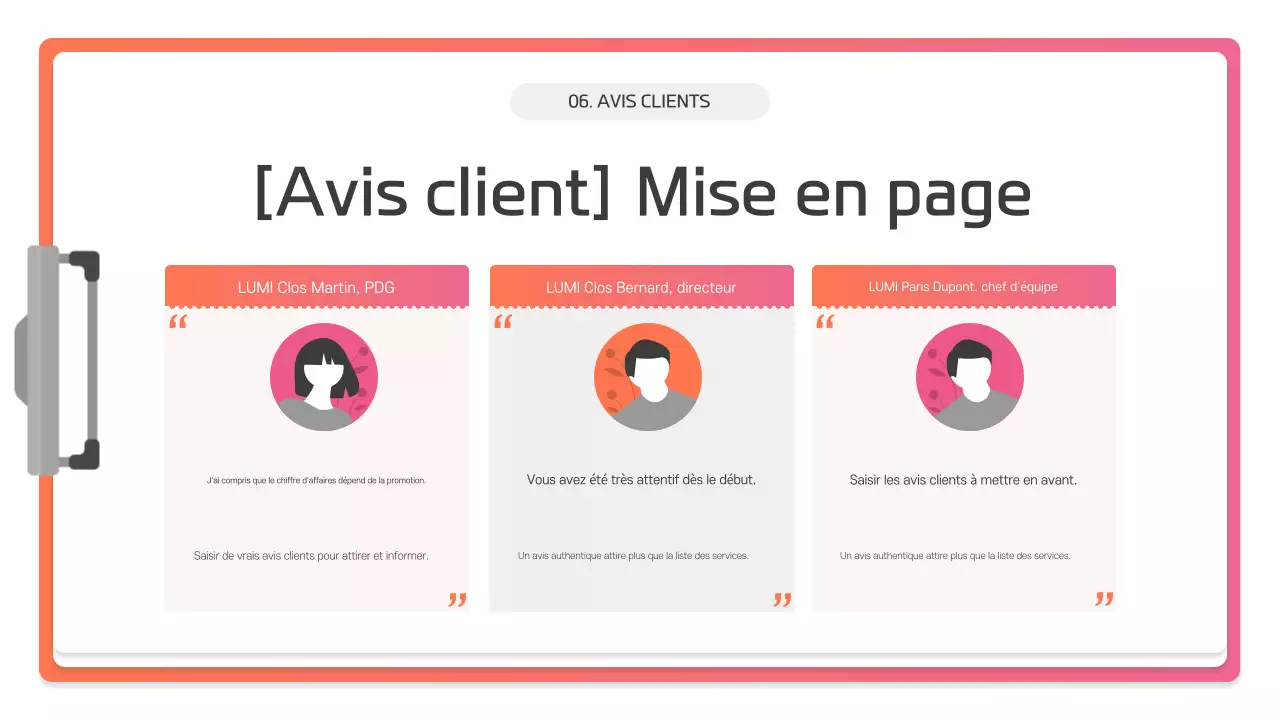 Description de la présentation moderne rose