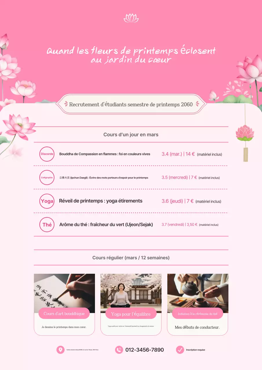 Promotion de conférences sur la culture des temples coréens en rose