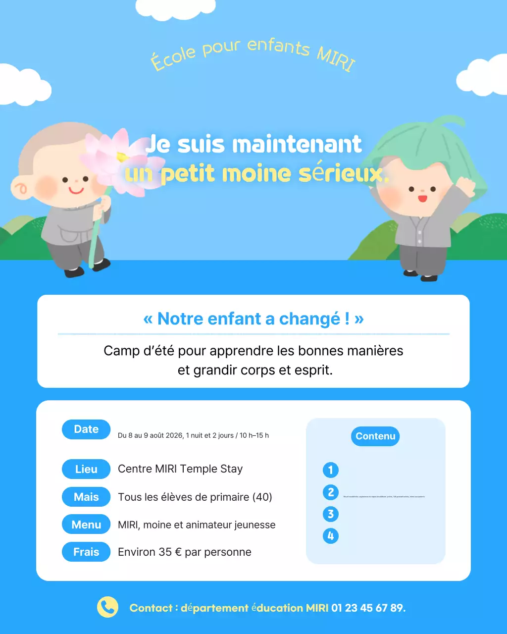 Guide du camp éducatif Sky Blue Baby