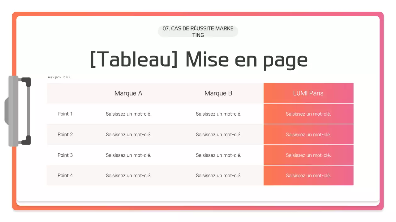 Description de la présentation moderne rose