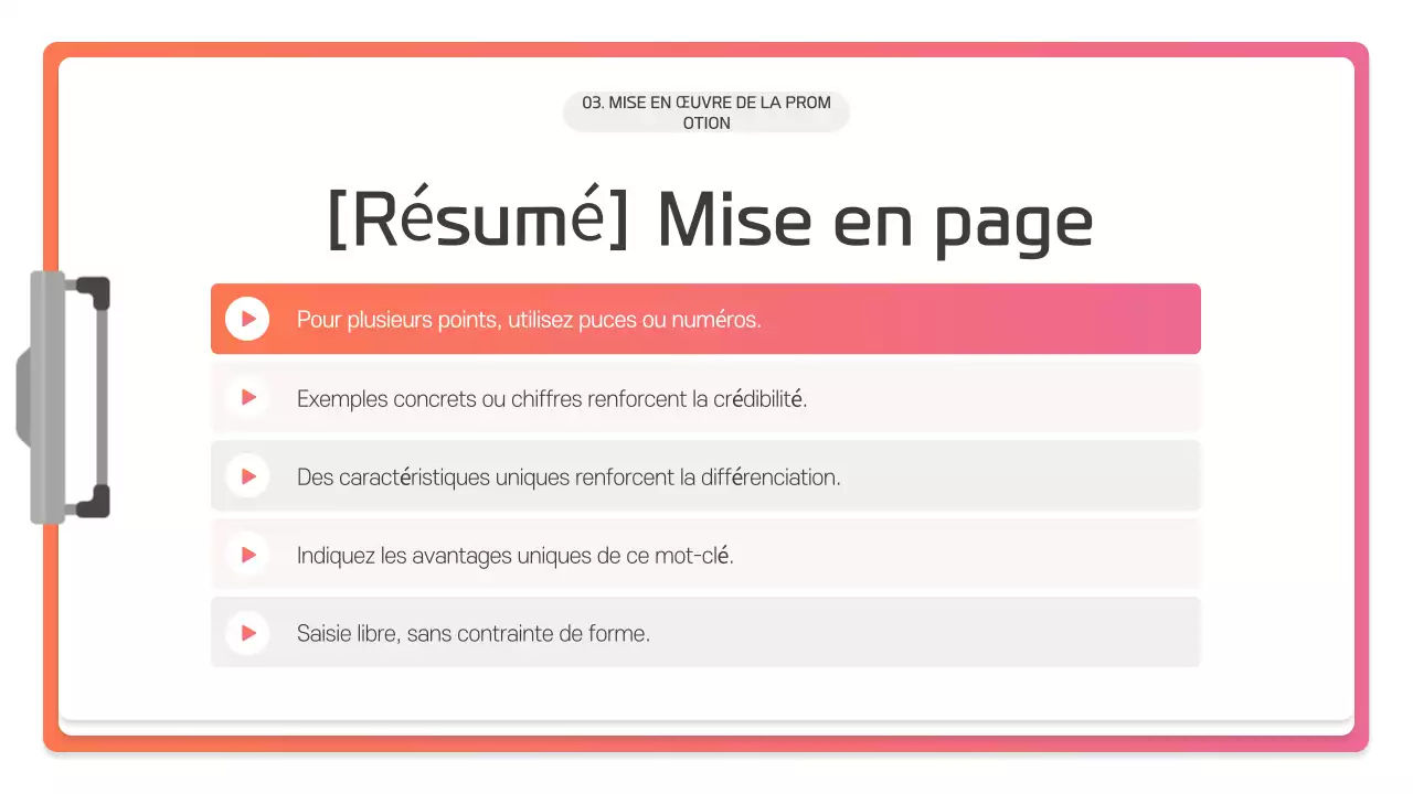 Description de la présentation moderne rose