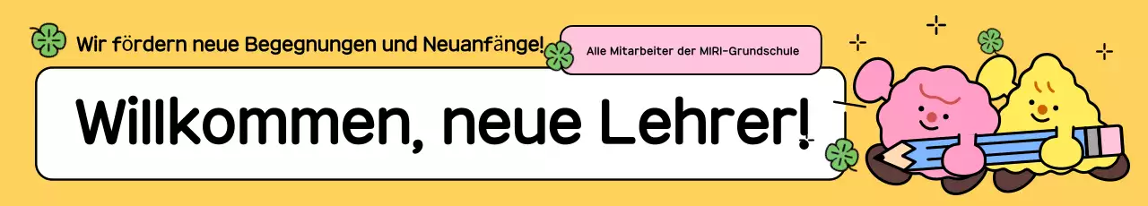 Gelber, niedlicher Lehrer-Willkommensleitfaden