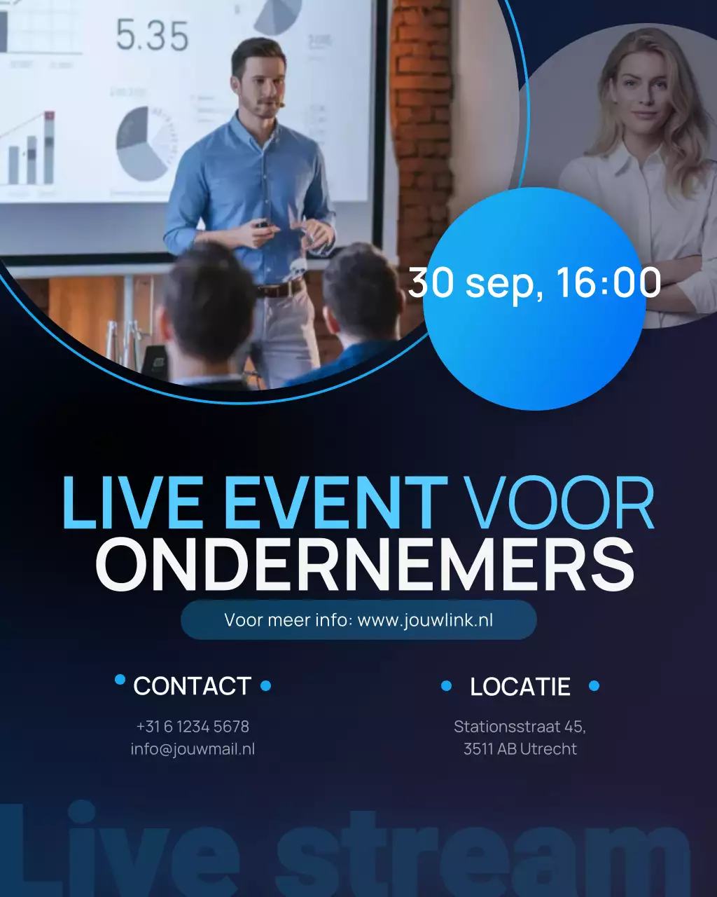 blauwe moderne zakelijke aankondiging