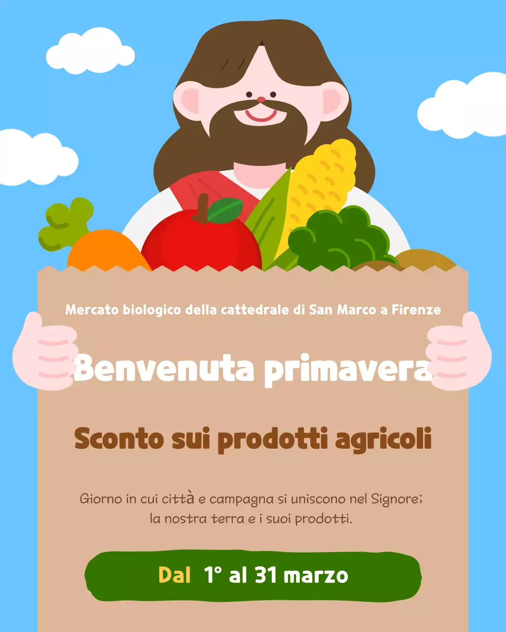 Vendita di prodotti agricoli carini color azzurro cielo