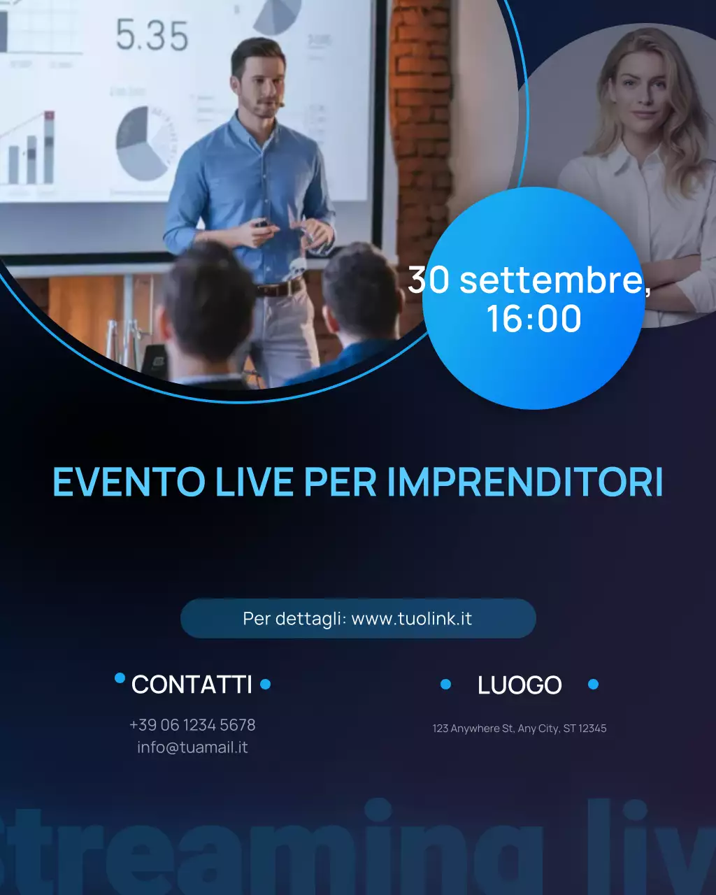 annuncio aziendale moderno blu