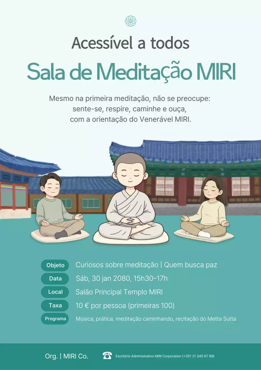 Promoção da aula de meditação tradicional Mint