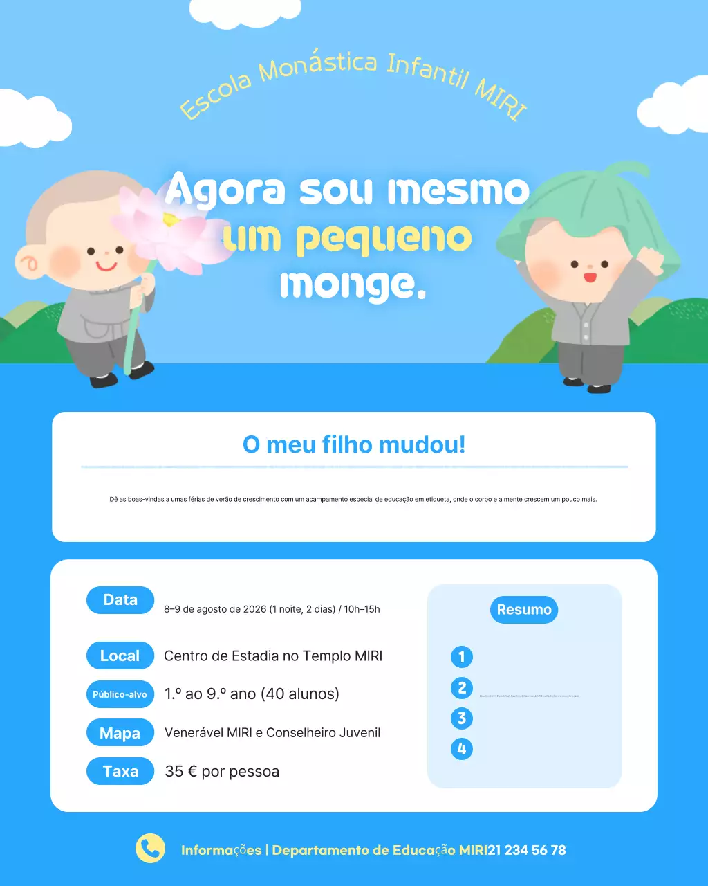 Guia para o Acampamento Educativo Sky Blue Baby