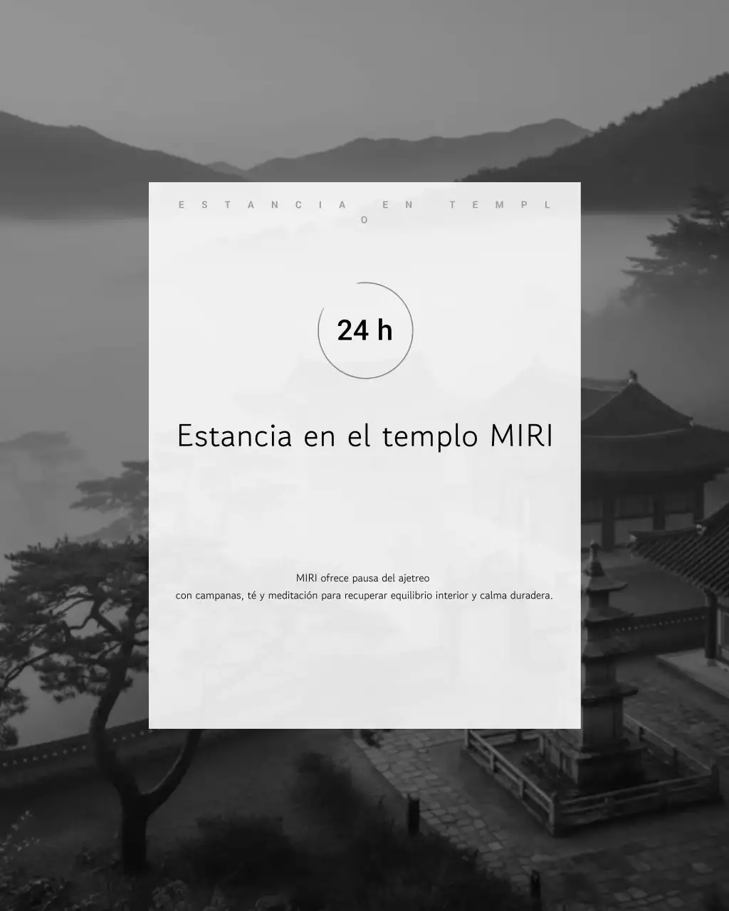 Guía para la estancia en el templo tradicional en blanco y negro