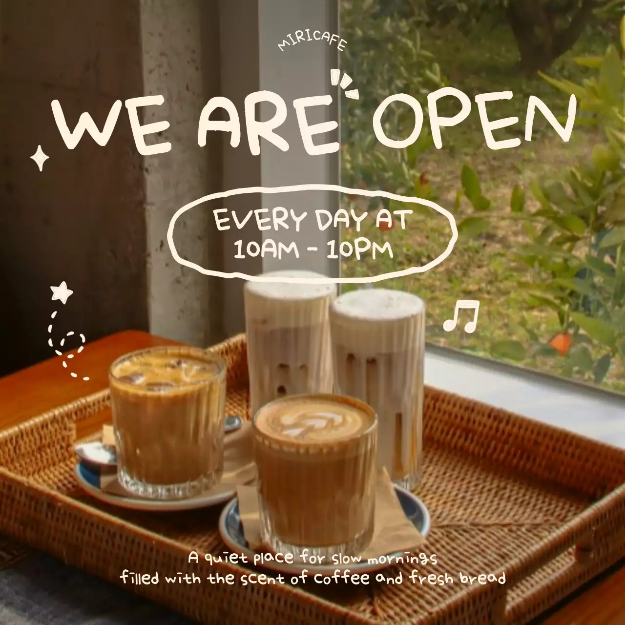 갈색 모던 카페 오픈