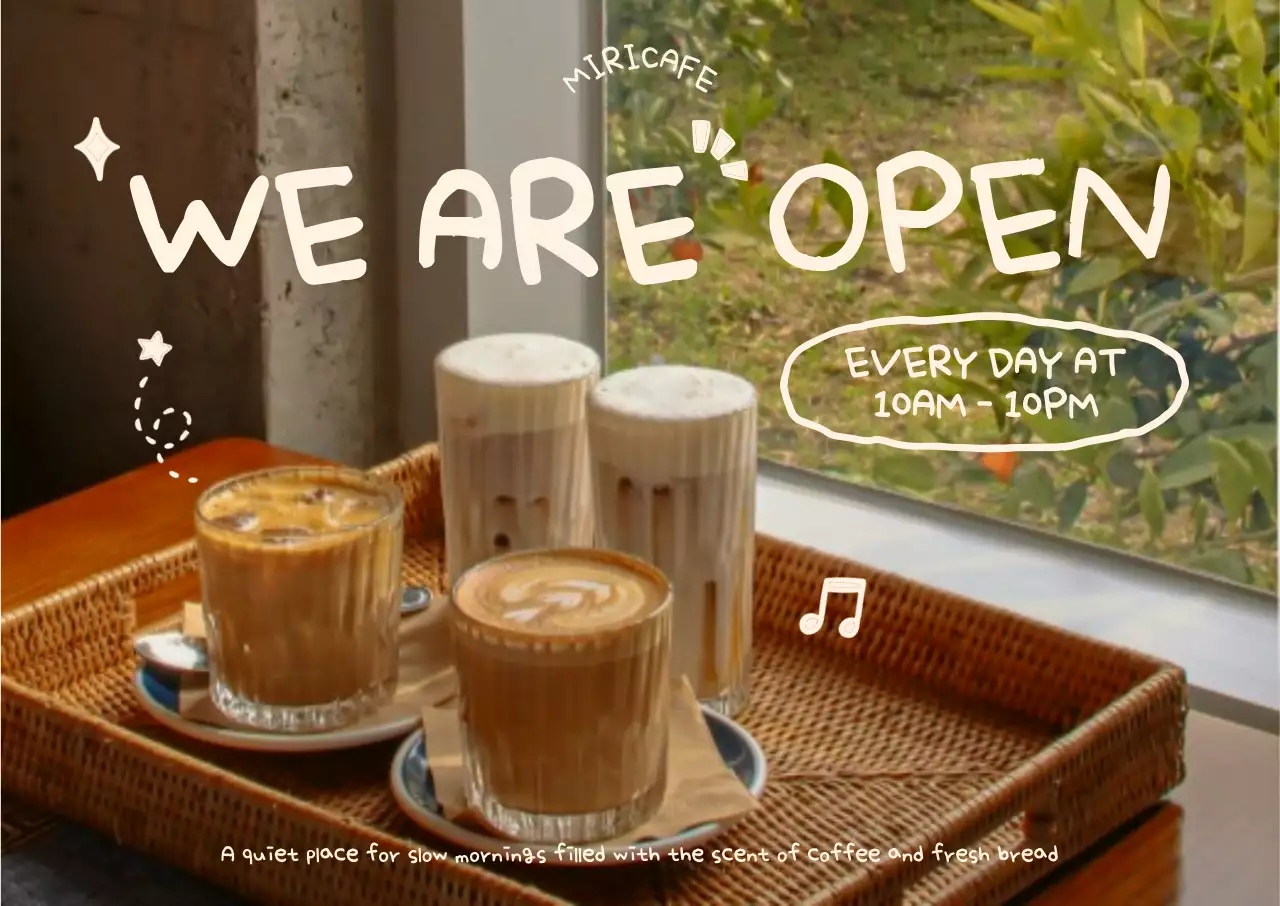 갈색 모던 카페 오픈