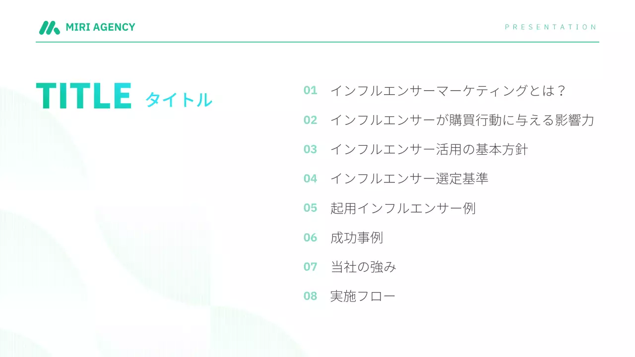 青 モダン インフルエンサー プレゼンテーション