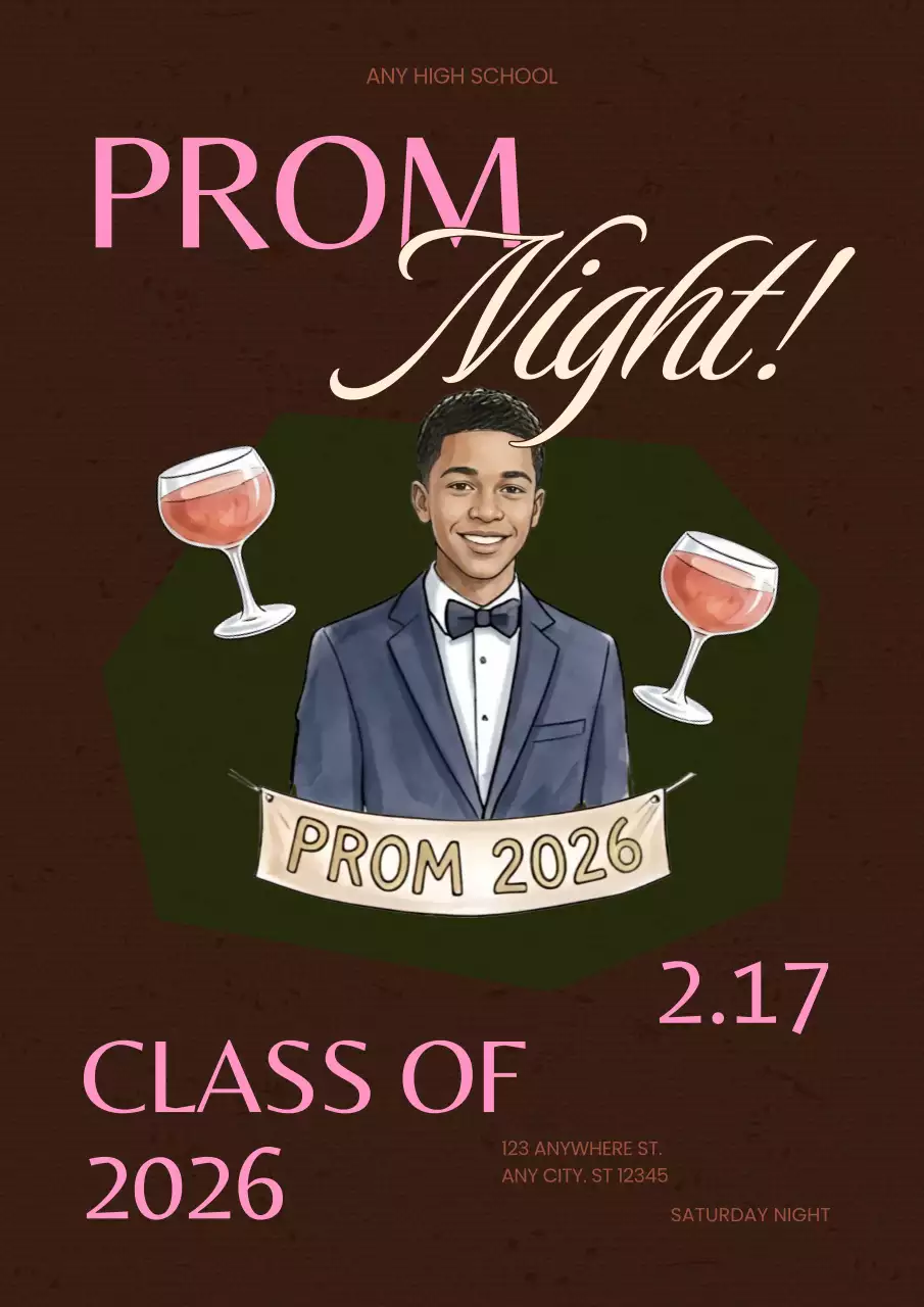Brown Modern Prom Invitation